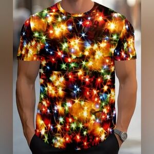 Biggmans Christmas tree lights graphic short sleeve tee shirt 9XL Parties